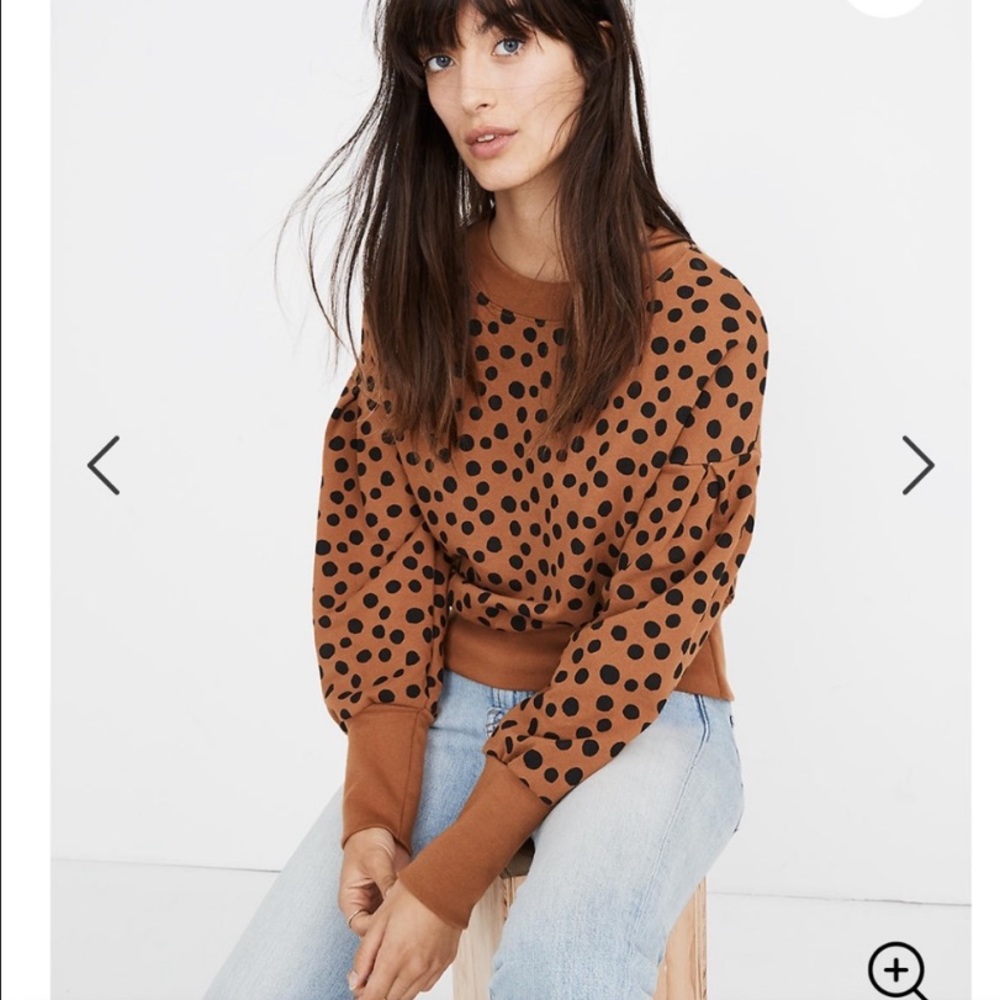Madewell Pleat-Sleeve Sweatshirt in Leopard Dot